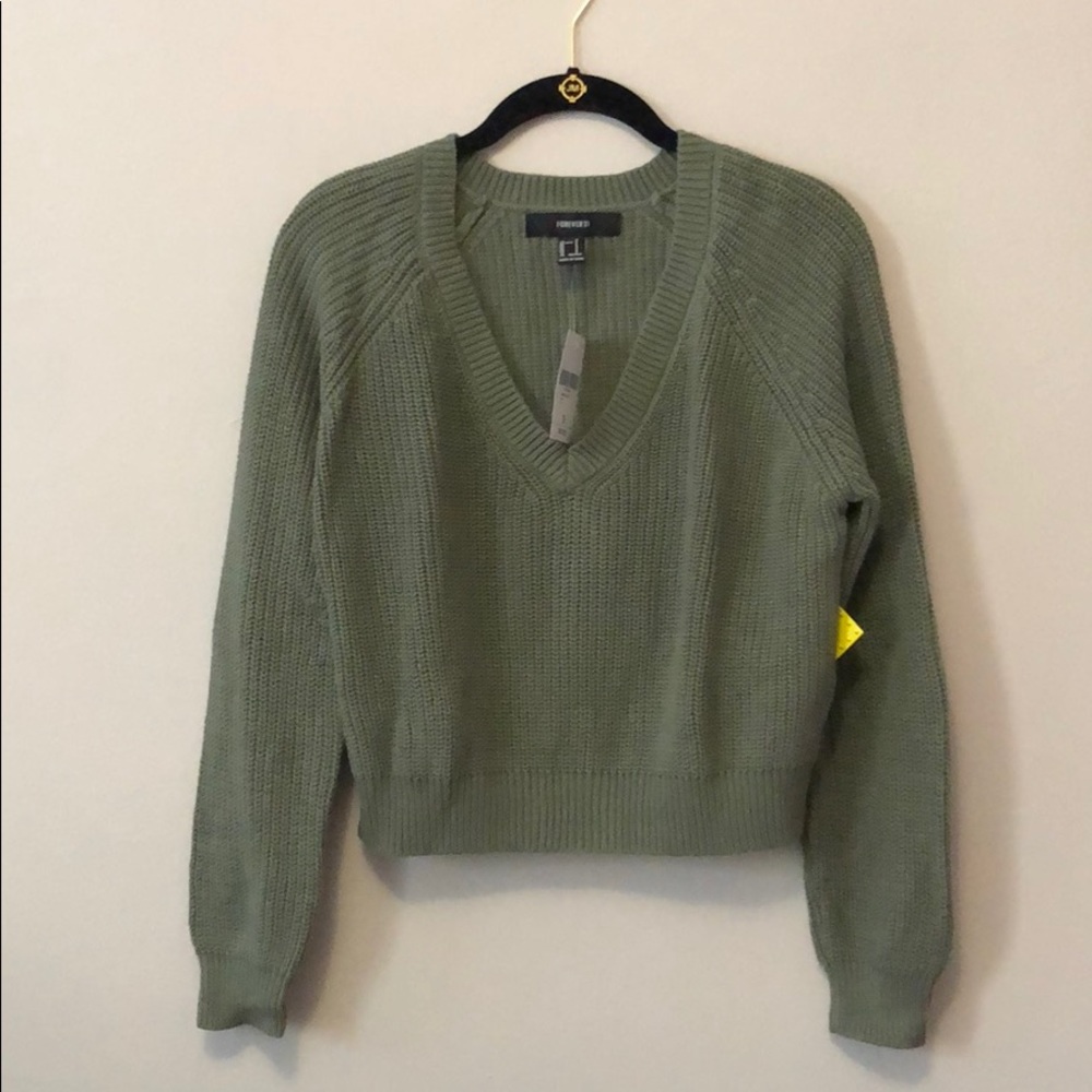 Forever 21 Cropped Olive Sweater